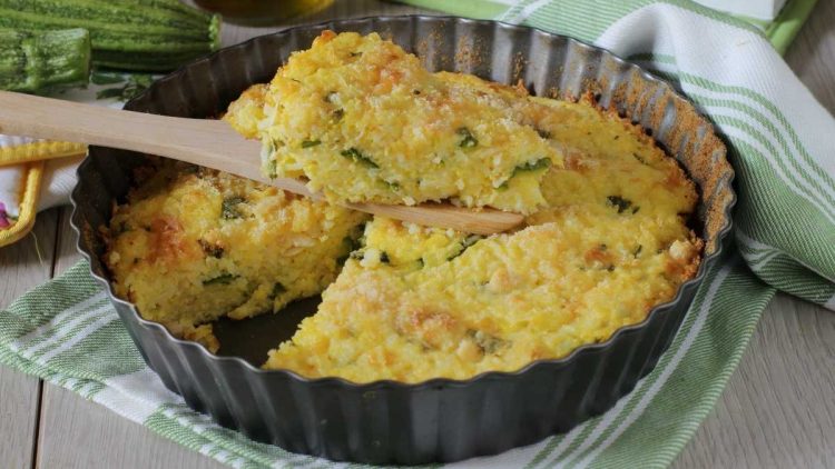 Gâteau de riz salé aux courgettes et jambon