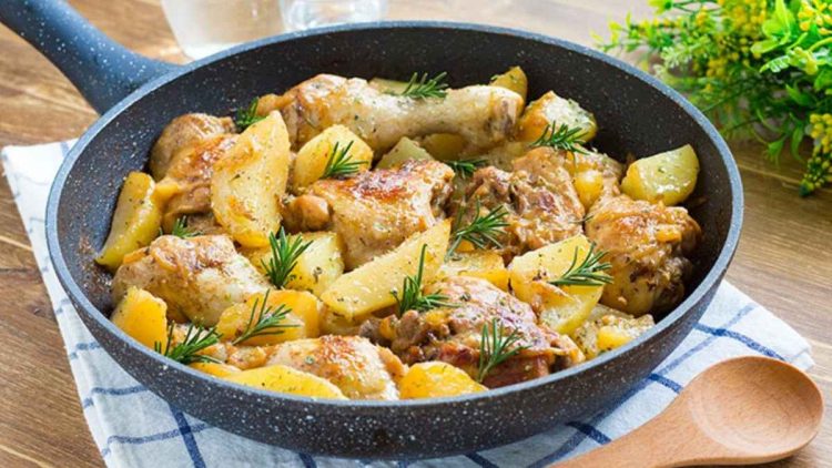 Poêlée de pommes de terre et poulet