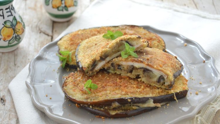 aubergines panées fromage et jambon